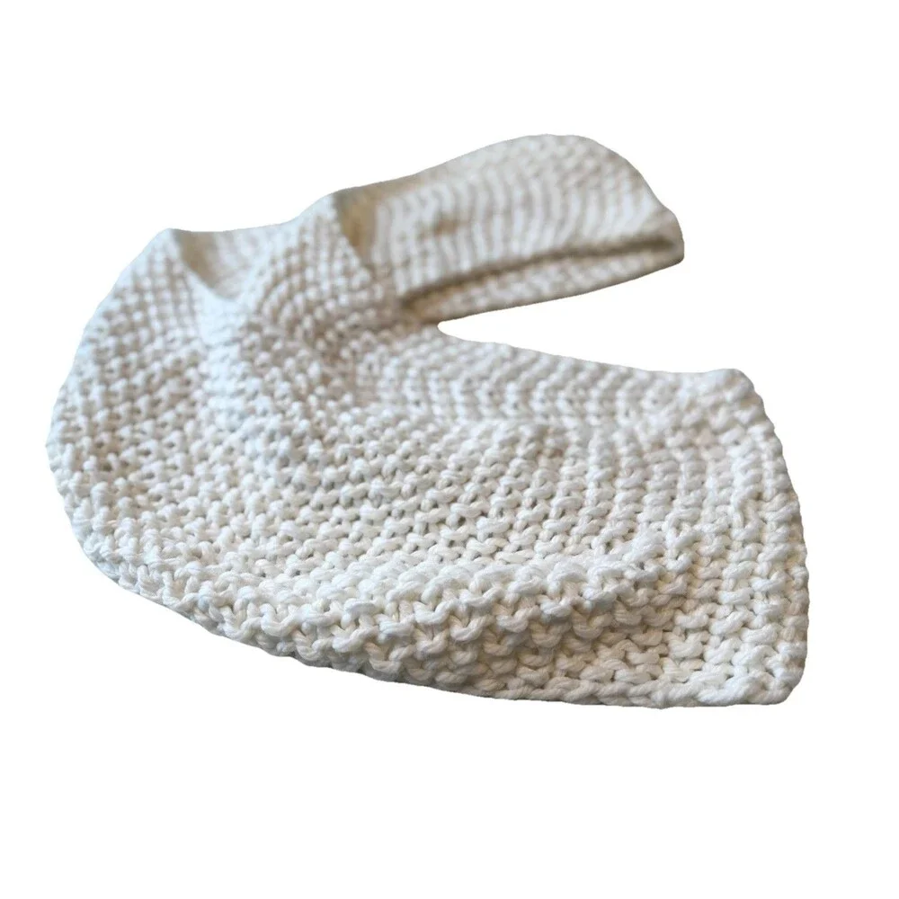Hand Knit White Chunky Crochet Soft  Infinity Loop Circle Large Scarf 76”